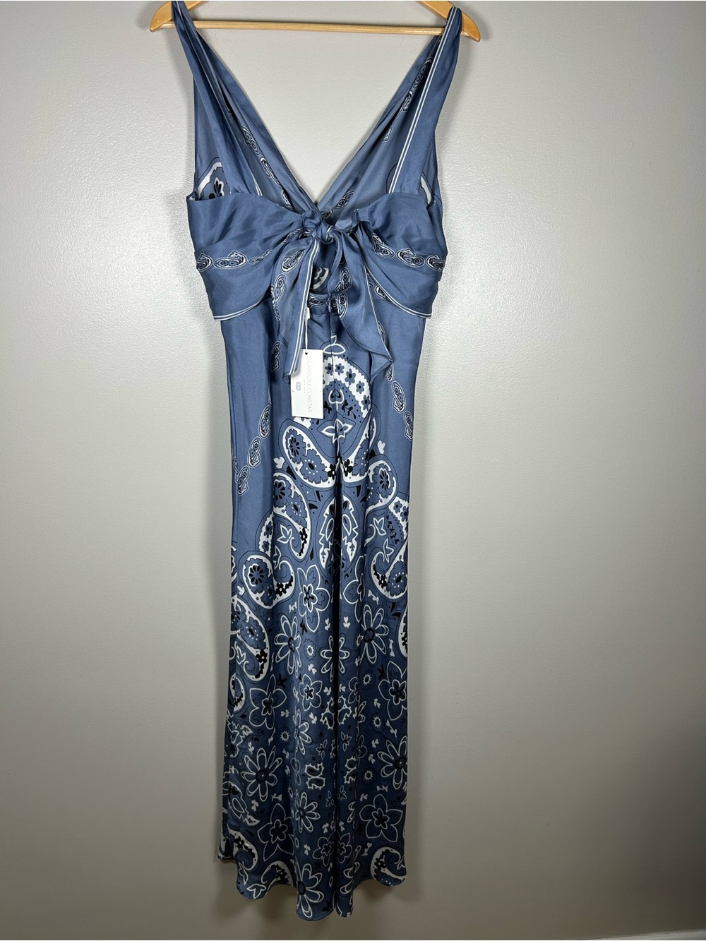 Caroline Constas Blue Paisley Floral Twist Front Maxi Dress - Picture 5 of 14